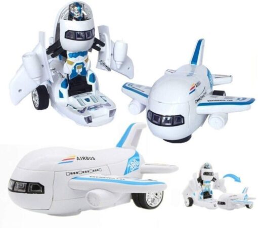 Transformation Airbus Light Sound Bump & GO Aeroplane Toy - LED Airplane Boeing Airbus Converting to Robot Toy Transform for Plane 3+ Years Old Boys & Girls | Light & Sound Toy for Kids