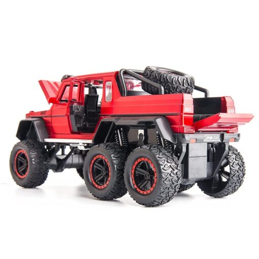 Auto Toy Car for Kids - Diecast Exclusive Metal Pull Back Car Scale Model with Sound & Light, Mini Auto Toys for Kids (1:24 AMG 6x6 - Red) - Image 5