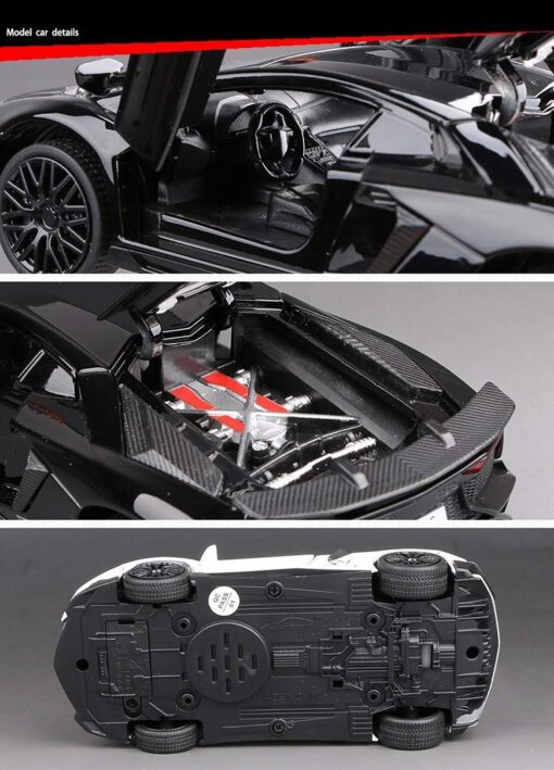 Diecast Metal Pullback Lamborghini Toy Car for Kids with Openable Doors & Light, Music, Toys for Boys & Kids (1:24 X7 Red) - Image 4