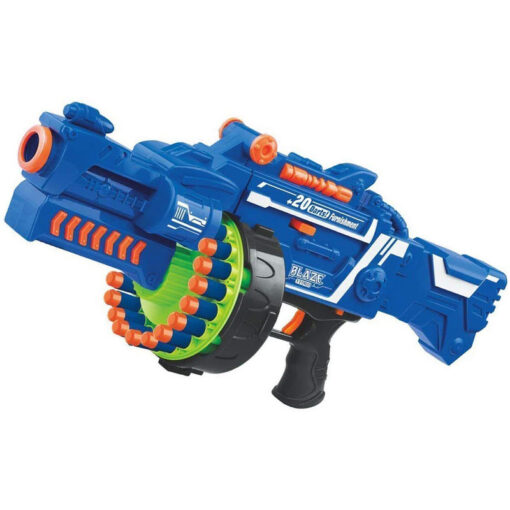 New Kid Toy Battery Operated Crazy Machine Gun Blaster with 40 Foam Bullets (Blue)