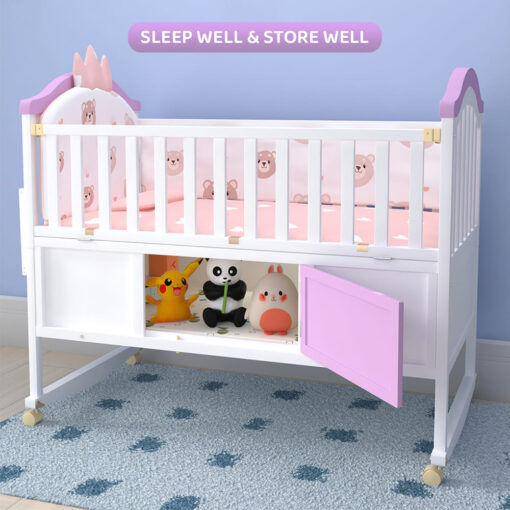 Wooden Baby Cot with Cradle