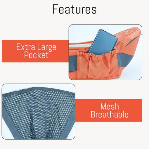 StarAndDaisy Baby Deer Series 6 in-1 Multipurpose Strong Baby Carrier with Belt (Orange) - StarAndDaisy - Image 7