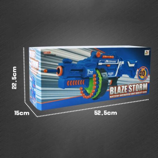 New Kid Toy Battery Operated Crazy Machine Gun Blaster with 40 Foam Bullets (Blue) - Image 11