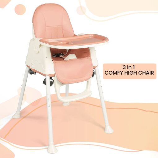 StarAndDaisy Comfort 3 in 1 Multifunctional High Chair for Baby - Adjustable Height Chair with Detachable Tray for Kids (Coffee) - Image 2
