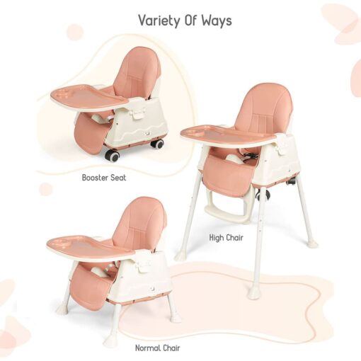 StarAndDaisy Comfort 3 in 1 Multifunctional High Chair for Baby - Adjustable Height Chair with Detachable Tray for Kids (Coffee) - Image 3