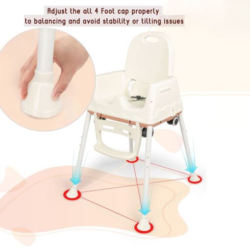 StarAndDaisy Comfort 3 in 1 Multifunctional High Chair for Baby - Adjustable Height Chair with Detachable Tray for Kids (Coffee) - Image 5