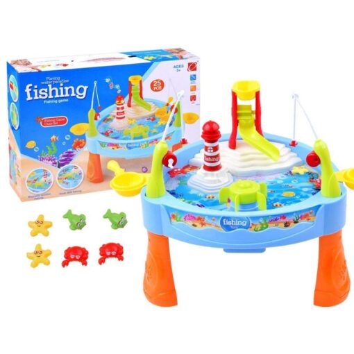 Blossom 23 Pcs Playing Water Paradise Fishing Game Chair Set (Battery Operated) with Paddling Game,Electric Rotation