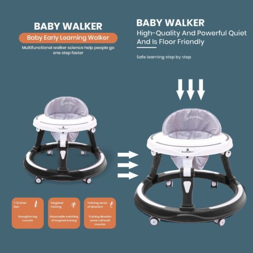 StarAndDaisy Baby Walker with Height Adjustment for 6-18 Months - without Toy Tray -Black - Image 3