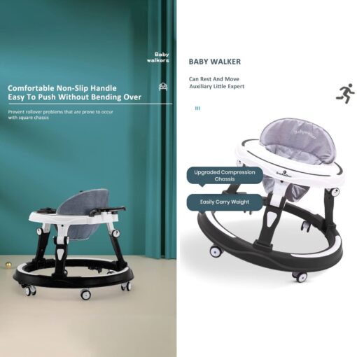 StarAndDaisy Baby Walker with Height Adjustment for 6-18 Months - without Toy Tray -Black - Image 4