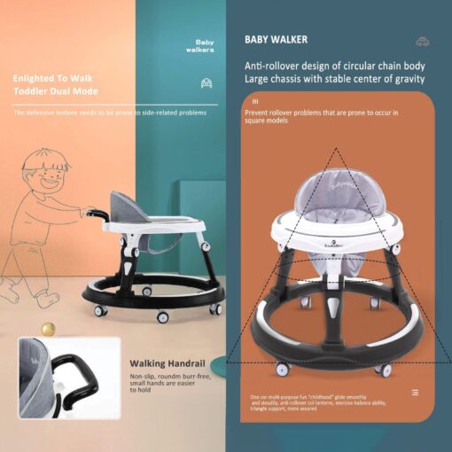 StarAndDaisy Baby Walker with Height Adjustment for 6-18 Months - without Toy Tray -Black - Image 5