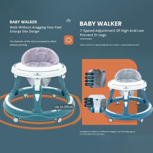 StarAndDaisy Baby Walker with Adjustable Height for 6-18 Months Baby - Blue - Image 2