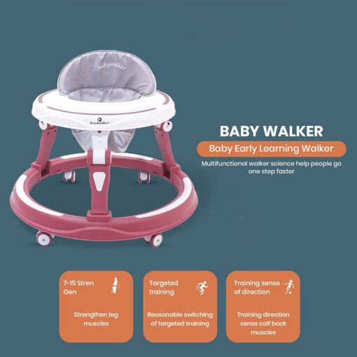 StarAndDaisy Baby Walker with Adjustable Height for 6-18 Months, without Toy Tray - Red - Image 4