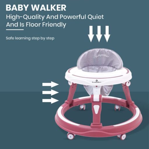 StarAndDaisy Baby Walker with Adjustable Height for 6-18 Months, without Toy Tray - Red - Image 5