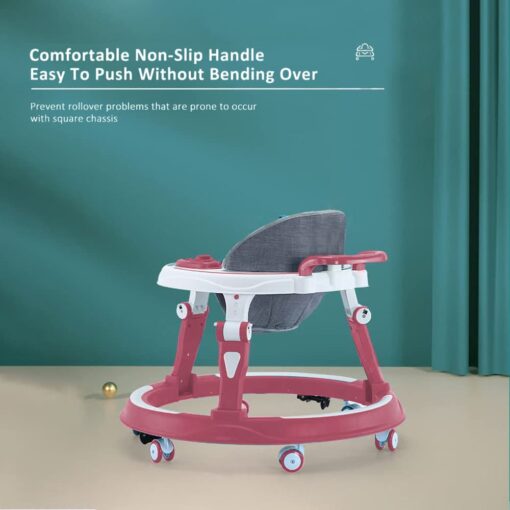 StarAndDaisy Baby Walker with Adjustable Height for 6-18 Months, without Toy Tray - Red - Image 6