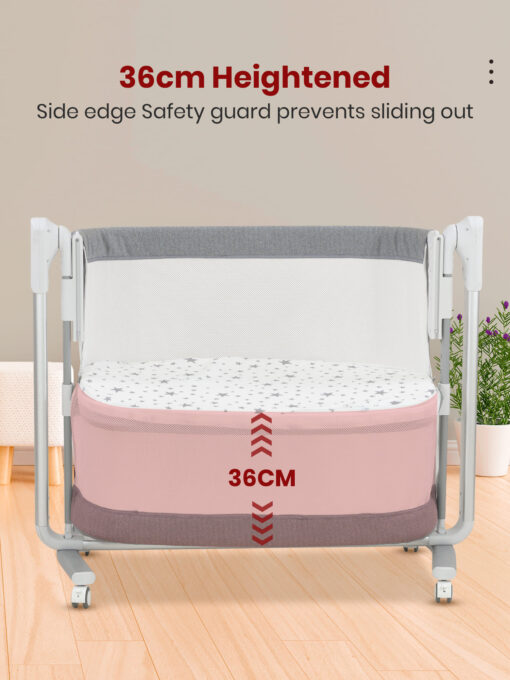 StarAndDaisy 4 in 1 Lynux Baby Crib converted into Playpen, Cradle, Bed Cum Cot with Height Adjustments, Breathable Net, Adjustable Portable Crib for Infant/Baby Multifunctional Crib - Image 10