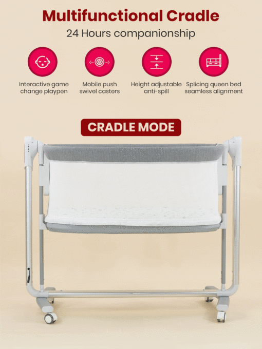 StarAndDaisy 4 in 1 Lynux Baby Crib converted into Playpen, Cradle, Bed Cum Cot with Height Adjustments, Breathable Net, Adjustable Portable Crib for Infant/Baby Multifunctional Crib - Image 11