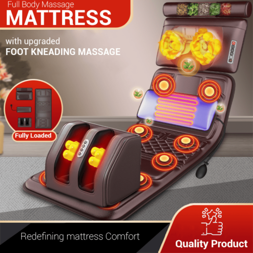 StarAndDaisy 4D Heated Massage Mat with 20 Neck Shiatsu Kneading Heads Body Relieving Back & Leg Pain with Foot Massager (Brown) - Image 3