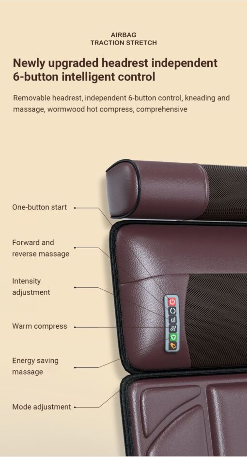 StarAndDaisy 4D Heated Massage Mat with 20 Neck Shiatsu Kneading Heads Body Relieving Back & Leg Pain with Foot Massager (Brown) - Image 14