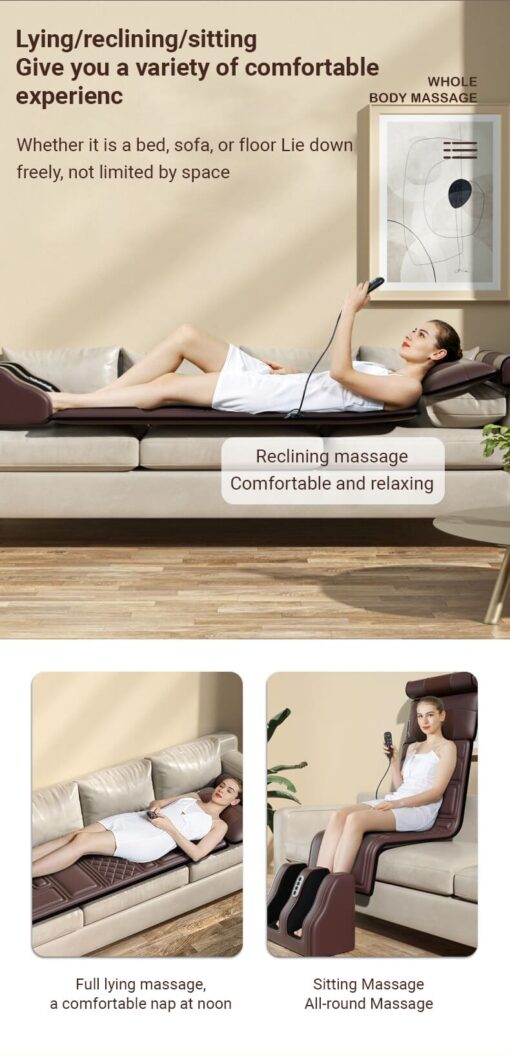 StarAndDaisy 4D Heated Massage Mat with 20 Neck Shiatsu Kneading Heads Body Relieving Back & Leg Pain with Foot Massager (Brown) - Image 17
