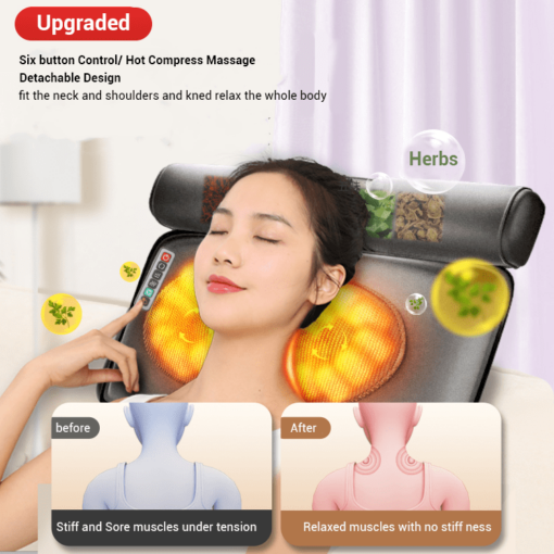 StarAndDaisy 4D Heated Massage Mat with 20 Neck Shiatsu Kneading Heads Body Relieving Back & Leg Pain with Foot Massager (Brown) - Image 5