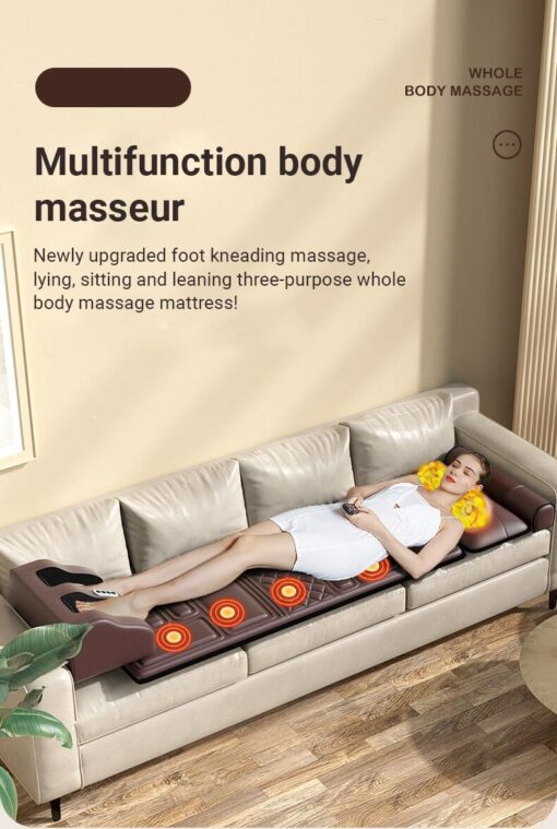 StarAndDaisy 4D Heated Massage Mat with 20 Neck Shiatsu Kneading Heads Body Relieving Back & Leg Pain with Foot Massager (Brown) - Image 6