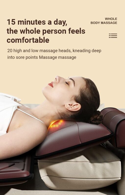 StarAndDaisy 4D Heated Massage Mat with 20 Neck Shiatsu Kneading Heads Body Relieving Back & Leg Pain with Foot Massager (Brown) - Image 7