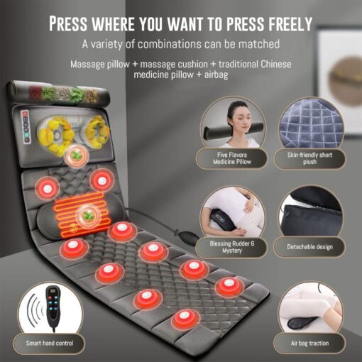 4D Massage Mattress - Kneading Heating and  Neck, Shoulder And Waist Massager (Grey) - StarAndDaisy - Image 7