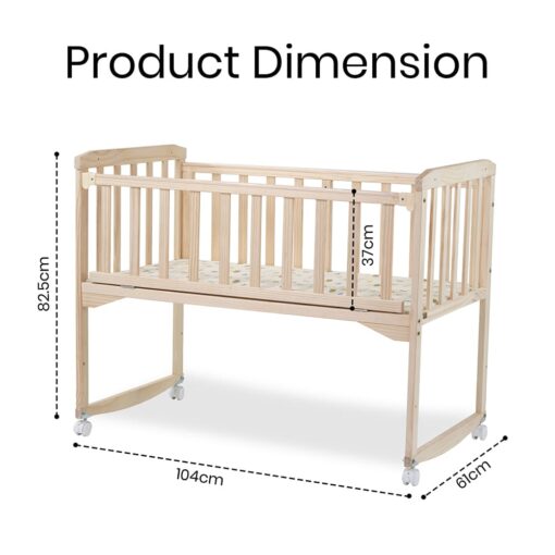 StarAndDaisy Aristocratic Multifunctional Wooden Cot Crib For Baby, Baby Swing Bedside sleeper Children’s Bed With Rollers, Good Sleep Newborn Baby Bed Natural Wood - Image 9