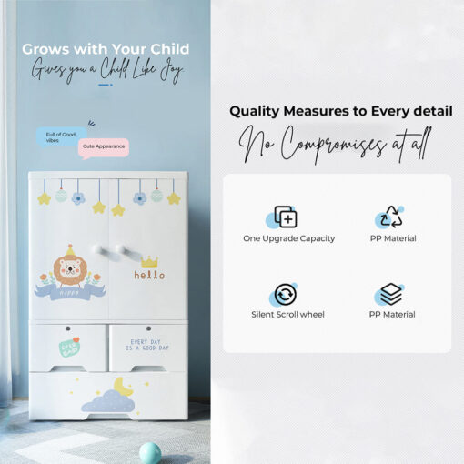 [Pre-Order] StarAndDaisy Kids Wardrobe Storage Convertible/Collapsible Almirah - Romantic Bear (H-135cm x W-65cm x D-38cm | 6524-B) [Delivery Starts on: 10/Oct/2024] - Image 2