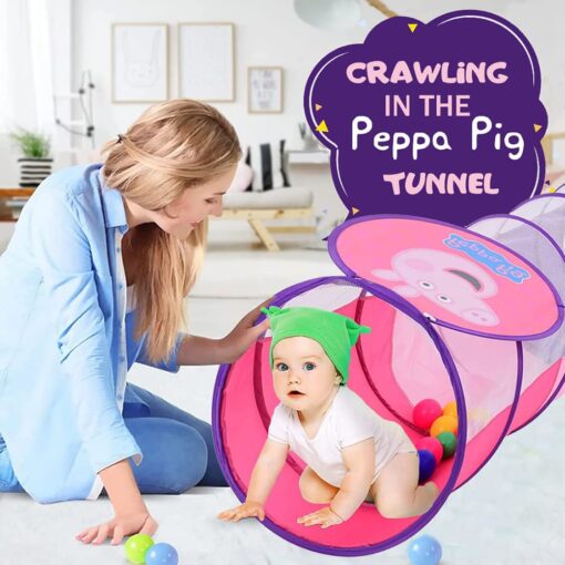Pepa Pig Crawling Tent Tunnel for Kids Activity Toys Foldable Indoor Outdoor Play Tent - BIS Approved - Made in India