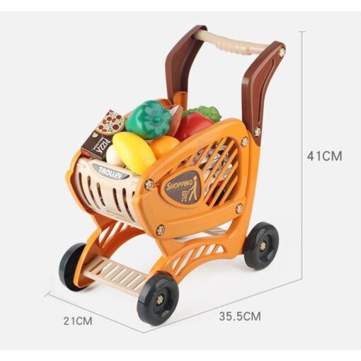 Supermarket Trolley Pretend Play Toys Kids Role Push Shop Store Shopping Cart Cashier Cooking (42 Pcs. Accessories) - Image 5