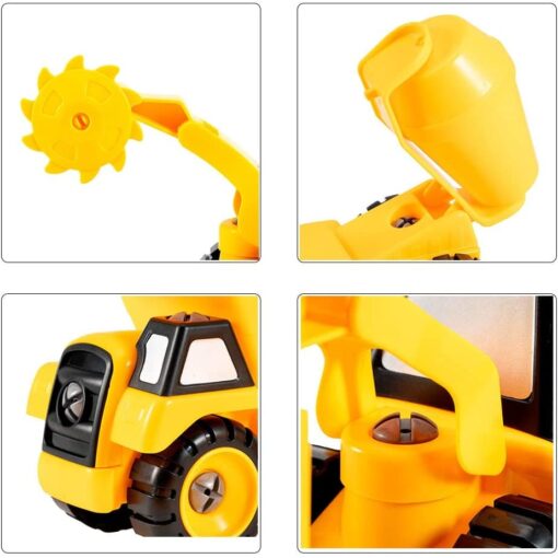 Take Apart Construction Vehicles 2 in 1 - STEM Building Set with 6 Detachable Interchangeable Attachments Engineering Assemble Toy Set for Kids Assembly Learning Play Kit - Image 3