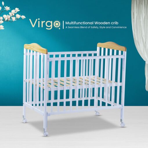 StarAndDaisy Virgo Premium Baby Cot Bed with Multiple Height Adjustment (With Mattress) - Image 3