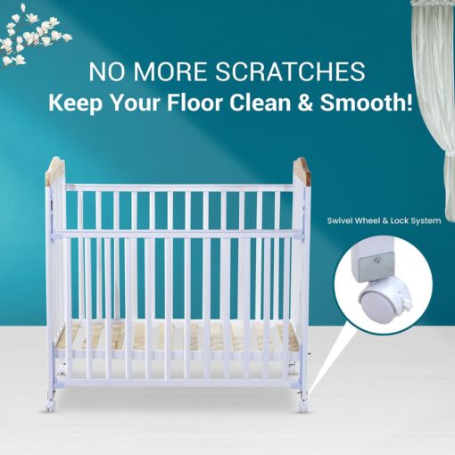StarAndDaisy Virgo Premium Baby Cot Bed with Multiple Height Adjustment (With Mattress) - Image 4