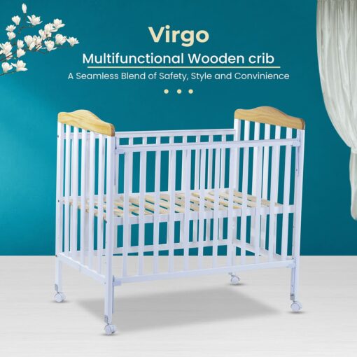StarAndDaisy Virgo Premium Baby Cot Bed with Multiple Height Adjustment (With Mattress) - Image 5