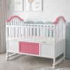 StarAndDaisy Sweet Dream Baby Cot Bed with Swing Mode & Huge Storage Box (Pink)