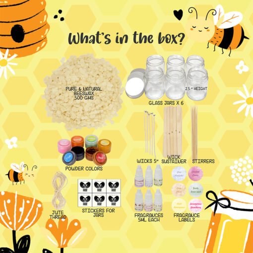Kalakaram Pure and Natural Beeswax Aroma Candle Making Kit - Image 3