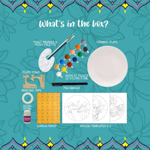 Kalakaram Pichwai Art on a Plate DIY Activity Box Painting kit - Image 2