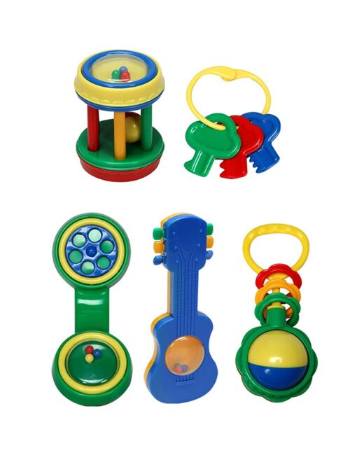 Rattle Set - Gift for Babies 5 Pieces Set 100% Safe - StarAndDaisy