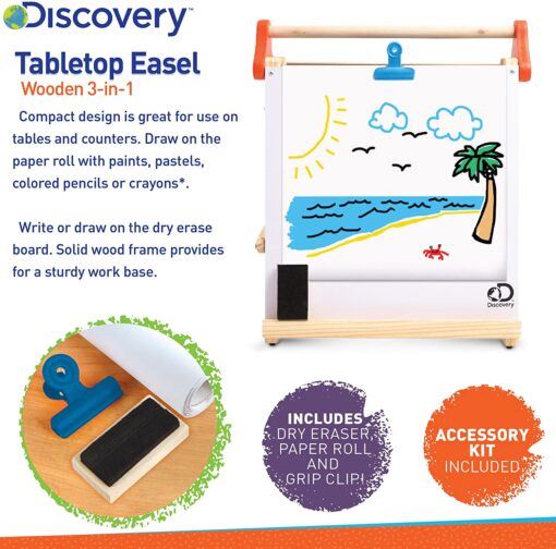 Discovery Kids Wooden 3 in 1 Tabletop Easel - Image 4