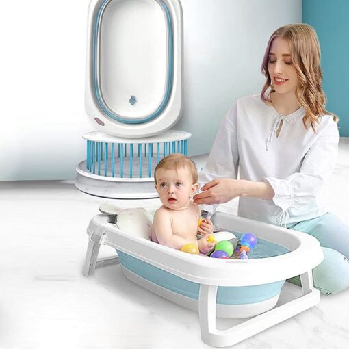 StarAndDaisy Best Portable Bathtub for Baby and Infant Expandable/ Collapsible Tub for Kids, Safe Bathing Tub for Babies, Infants From 0-12 Months W/ Drain Plug, Anti-Slip Skid Proof Bathtub-Blue