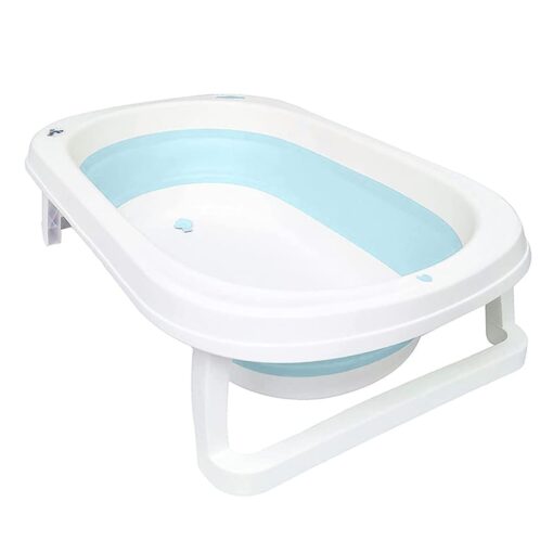 StarAndDaisy Best Portable Bathtub for Baby and Infant Expandable/ Collapsible Tub for Kids, Safe Bathing Tub for Babies, Infants From 0-12 Months W/ Drain Plug, Anti-Slip Skid Proof Bathtub-Blue - Image 2