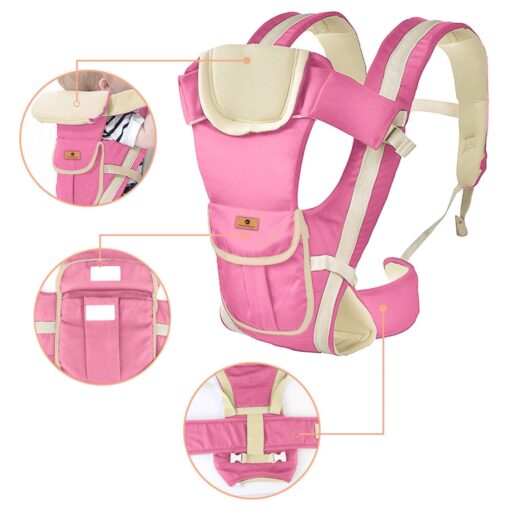 StarAndDaisy Multipurpose Strong Baby Carrier with Upgraded Breathable Air Fabric & Ergonomic Design Cushion Padding for Baby Comfort - Pink - Image 7