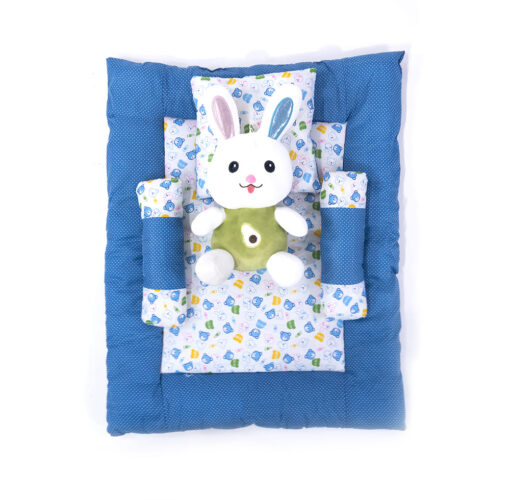 StarAndDaiy Sweet sleep bedding set for baby with 2 bolsters pillows and 1 Neck pillow, Large Soft mattress (Blue) - Image 4