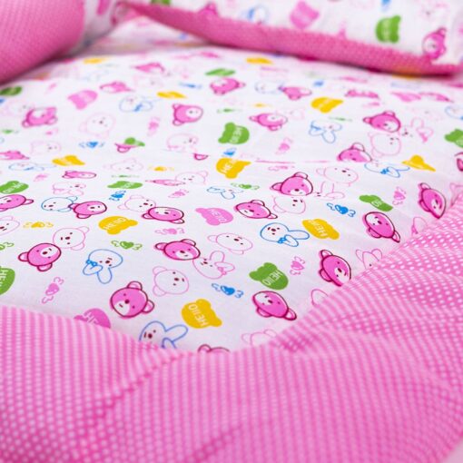 StarAndDaiy Sweet sleep bedding set for baby with 2 bolsters pillows and 1 Neck pillow, Large Soft mattress (Pink) - Image 2