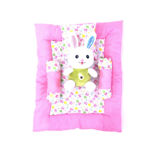 StarAndDaiy Sweet sleep bedding set for baby with 2 bolsters pillows and 1 Neck pillow, Large Soft mattress (Pink) - Image 4