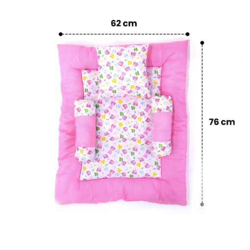 StarAndDaiy Sweet sleep bedding set for baby with 2 bolsters pillows and 1 Neck pillow, Large Soft mattress (Pink) - Image 5
