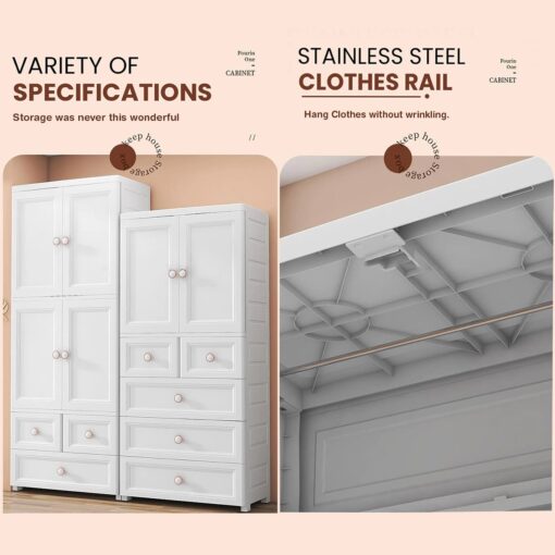 StarAndDaisy Kids Wardrobe Storage Convertible/Collapsible Almirah - Grey (H-135cm x W-65cm x D-38cm) - Image 2