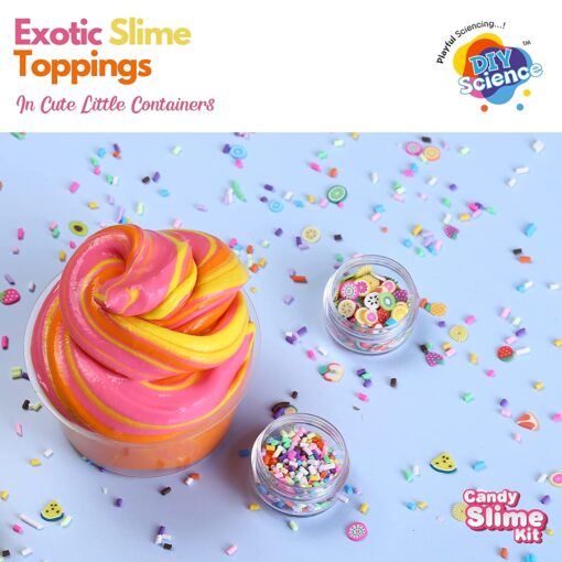Diy Science Candy Slime Kit - Premium Slime Making Kit, 6 to 99 Years, Thick PVA Slime Glue in Pineapple and Orange Fragrance, Strawberry, Fruit Slices, Vermicelli, Slime Activator, Exotic Sprinkles - Image 4