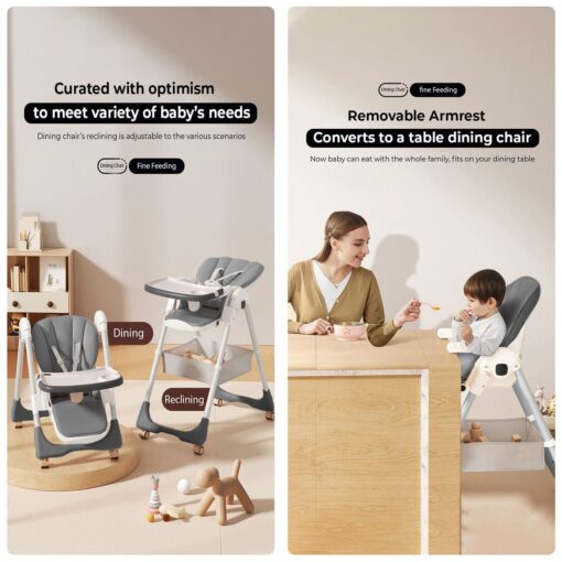 StarAndDaisy Galaxy Star Baby High Chair - Dining Seat for Kids with Height Adjustment  For 6 months to 4 years old - Grey - Image 4